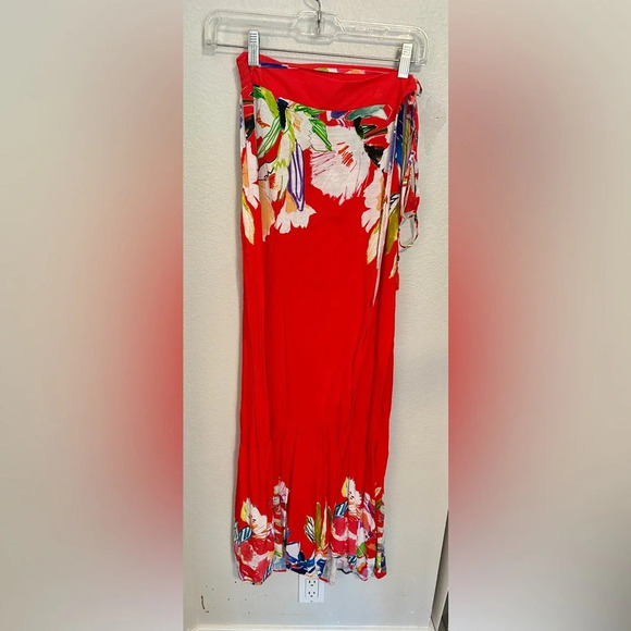Revolve Maaji Skirt Autumn Convertible Skirt Iris Borders Sz M $84 Red Sarong - Picture 4 of 5